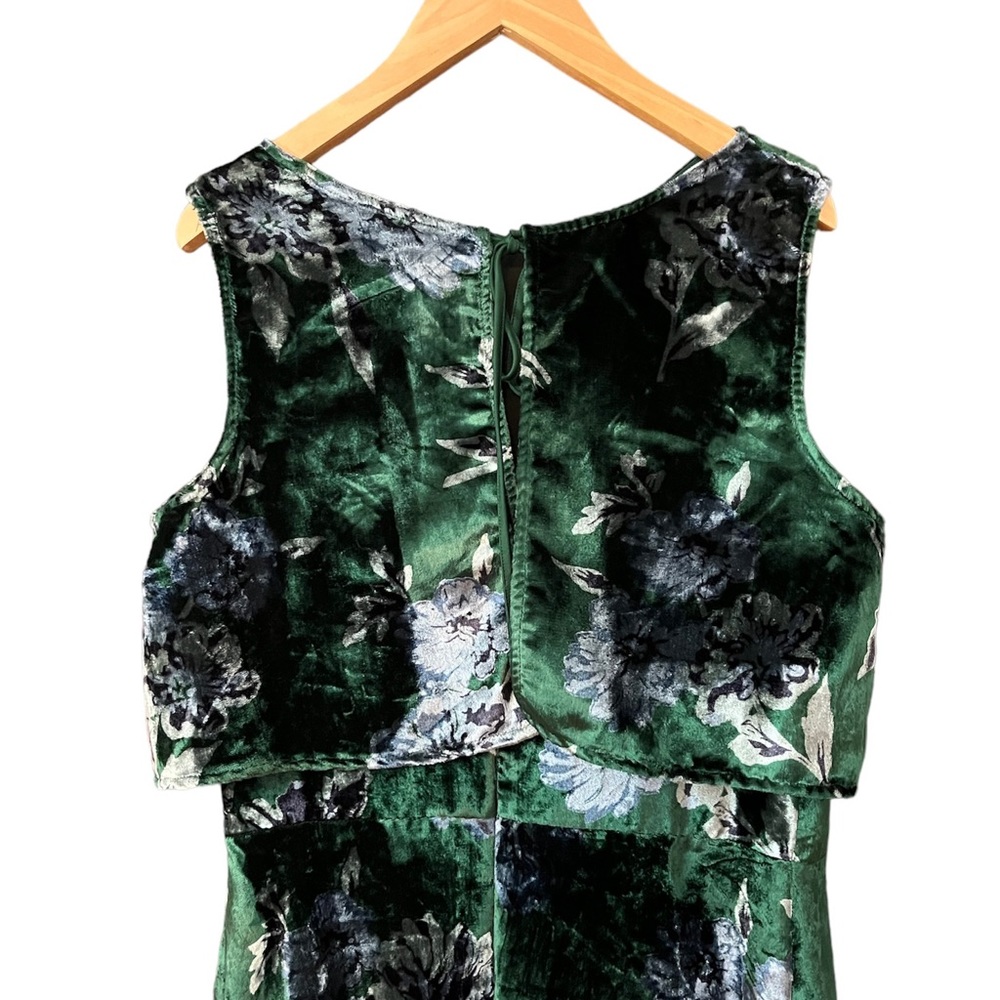 Eva Franco Green Velvet Parlor Rose Velvet Sleeveless High Low Brie Dress 12 - Picture 4 of 5